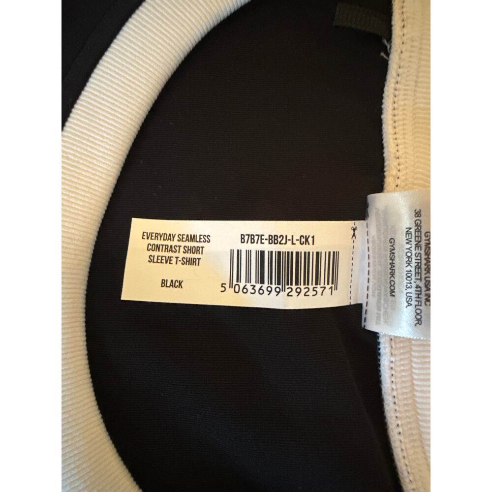 Gymshark Everyday Seamless Contrast Black Cream Tee Short Sleeve Top Size L - Picture 5 of 5